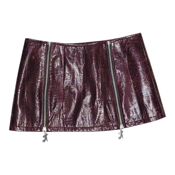 NWT $240 KIM SHUI Bordeaux Mini Skirt with K Zipper Small - Picture 7 of 8